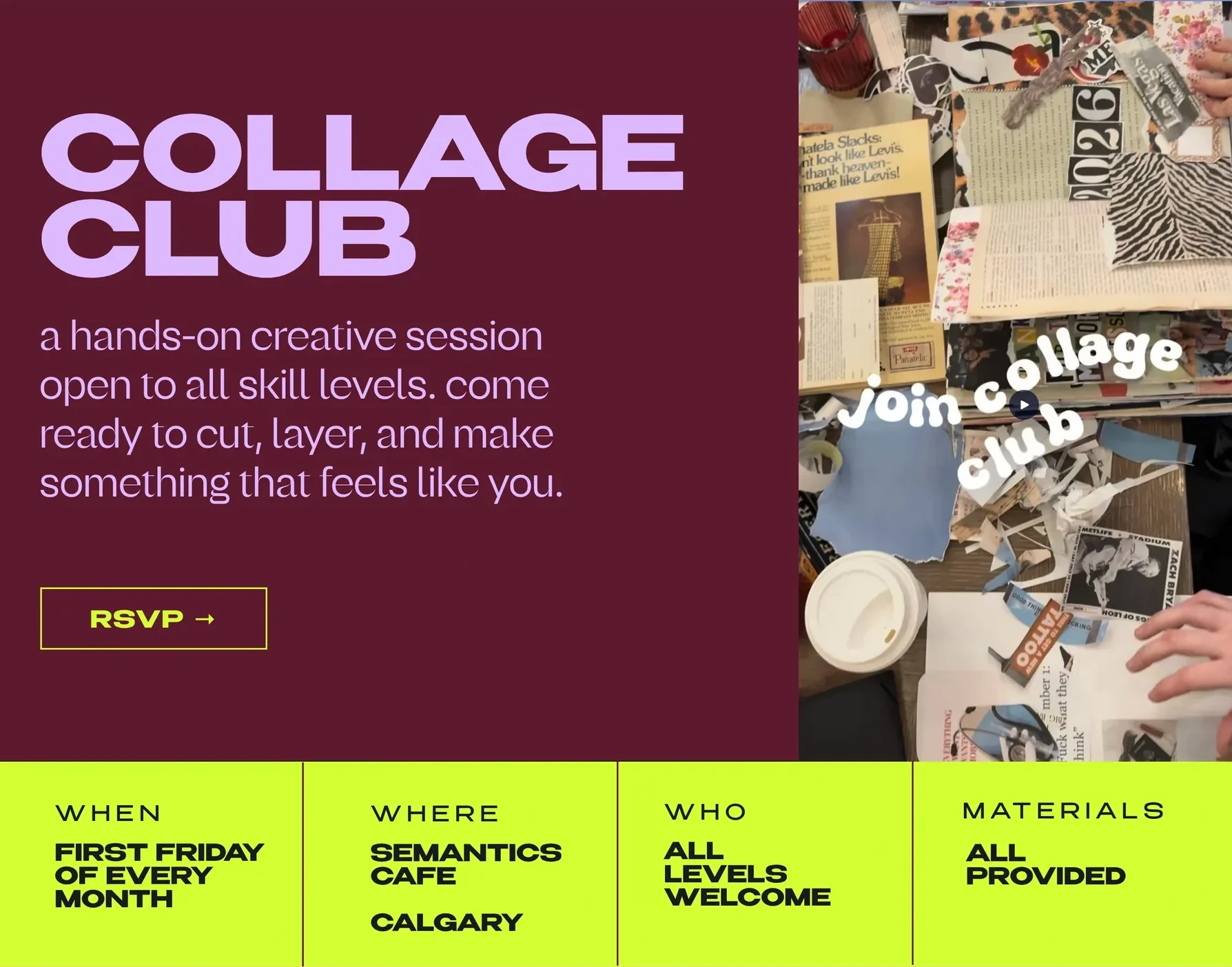 The Collage Club section