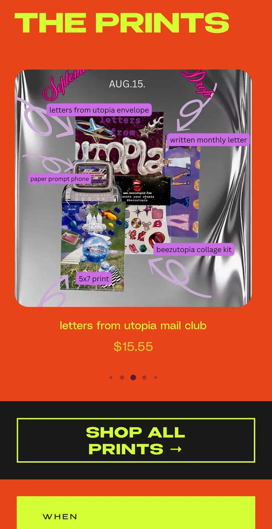 Beezutopia on a phone, the monthly print drop