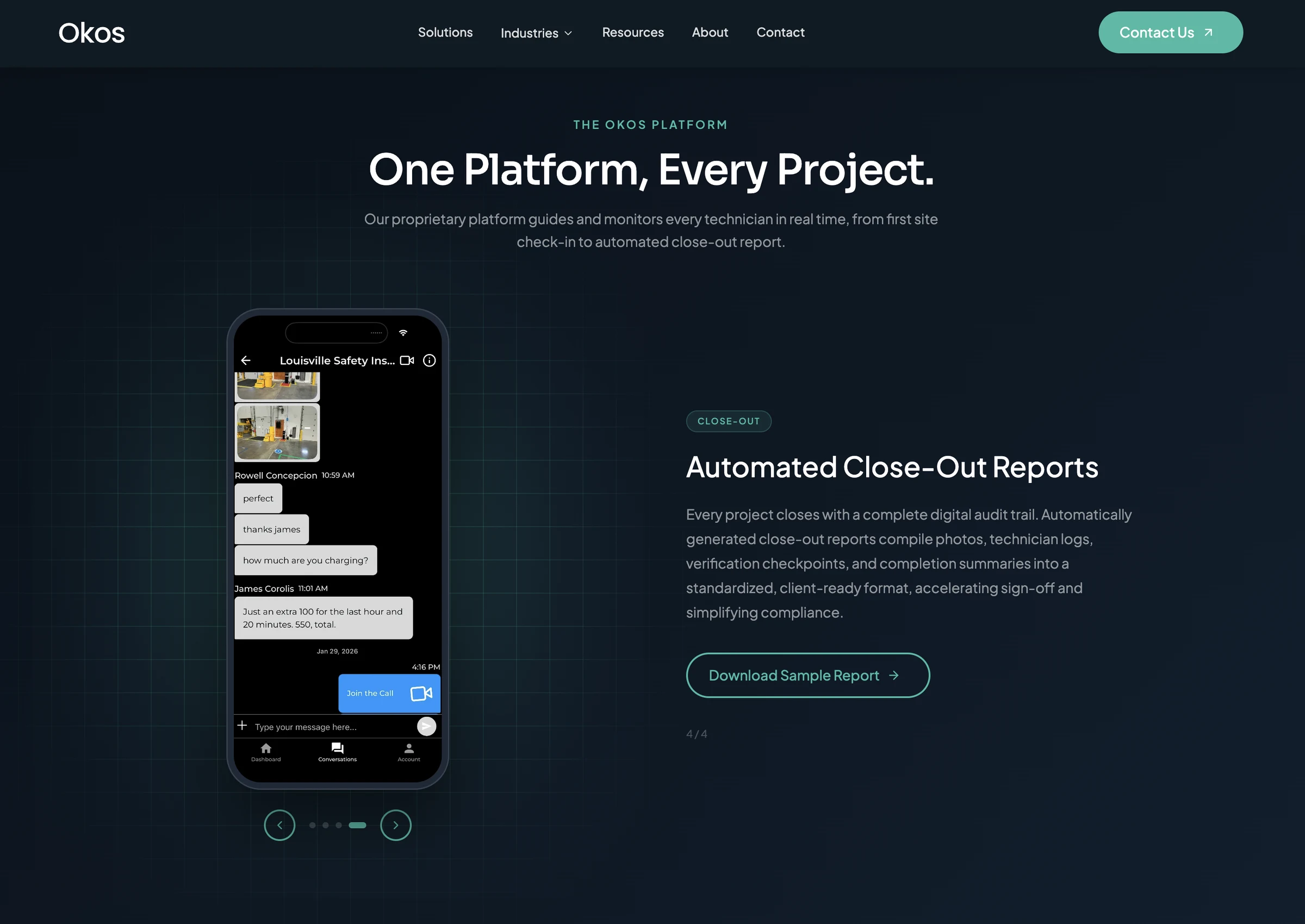 Okos platform page