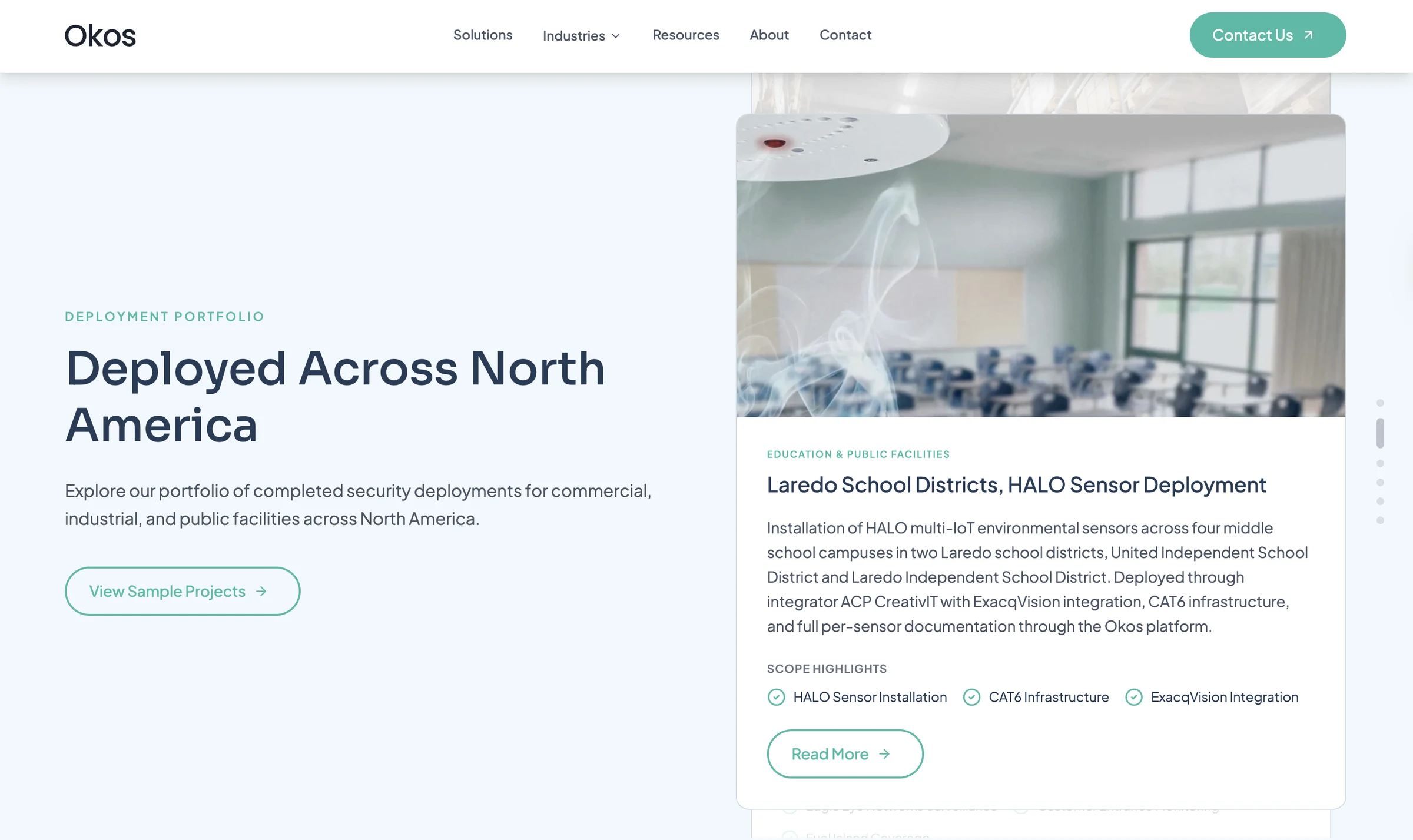 Okos deployment portfolio page
