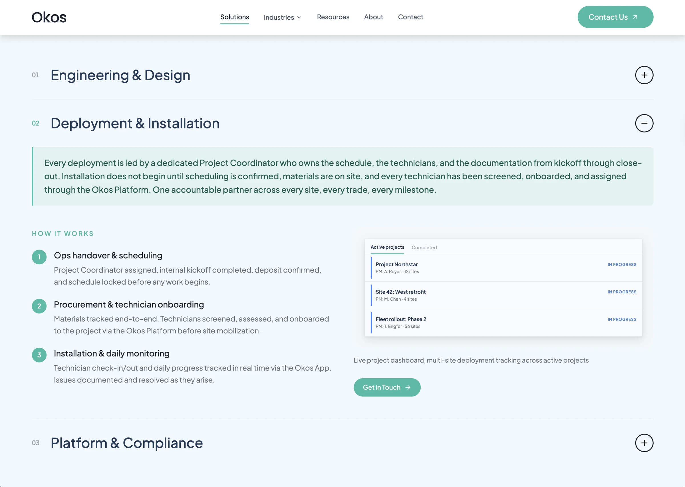 Okos solutions page