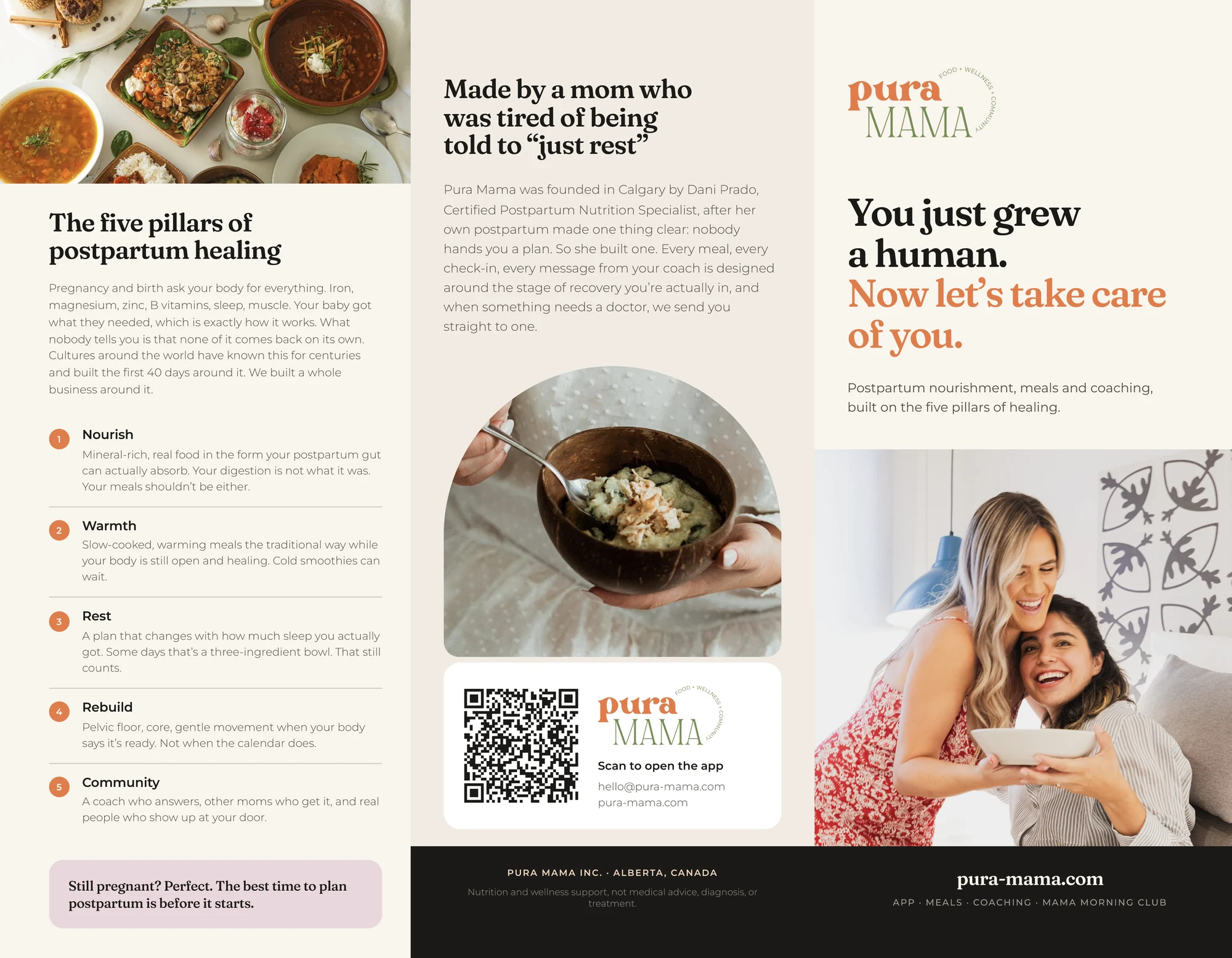 The Pura Mama trifold outside panels